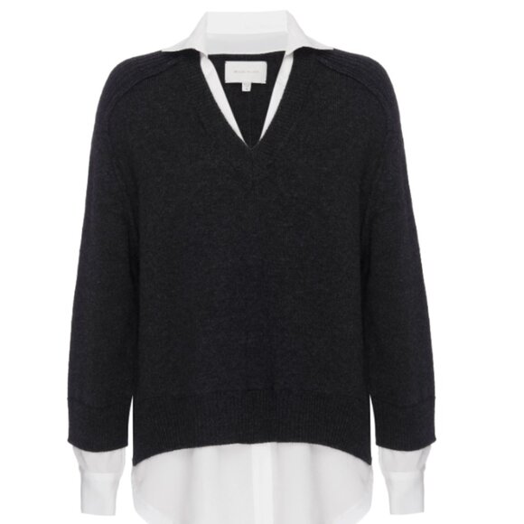 Brochu Walker Layered V Neck Medium RETAIL $388 Wool & Cashmere ECO FRIENDLY - Picture 1 of 10